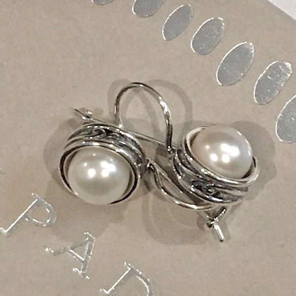 SILPADA Modern Fairytale Sterling Silver 925 Pearl Drop Earrings - Picture 12 of 12